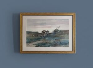Watercolor-Painting-of-Peasant-Figures-with-Brushwood-signed-R.-L.-Johnston