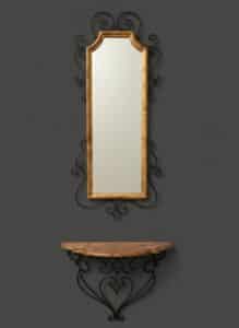 Wrought-Iron-Mirror-and-Console-Shelf-Set