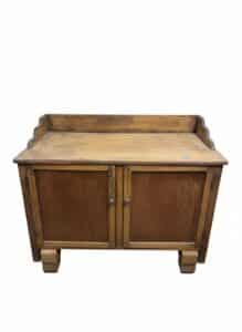 Antique-Oak-Washstand-with-Scalloped-Backsplash