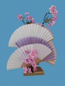 Decorative-Folding-Fan-Arrangement-with-Artificial-Cherry-Blossoms-second-image