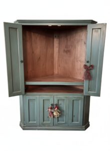 Distressed-Sage-Green-Farmhouse-Style-Armoire-or-Entertainment-Center-with-Star-Accents
