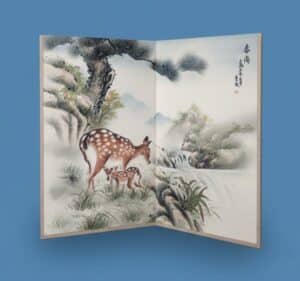 Japanese-Byobu-Folding-Screen-with-Deer-and-Pine-by-Ohara-Koson-second-image