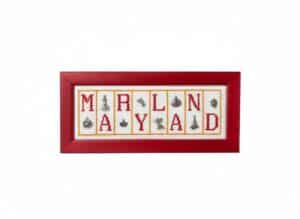Maryland-Themed-Cross-Stitch-Sampler-with-Pewter-Charms
