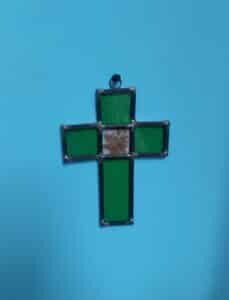 Stained-Glass-Cross-Suncatcher-with-Botanical-Inclusion-second-image