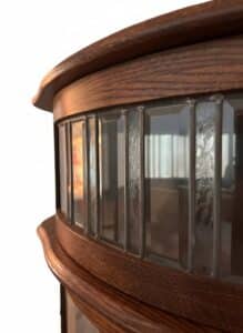 Victorian-Oak-Curved-Leaded-Glass-China-or-Curio-Cabinet-Paw-Feet-second-image