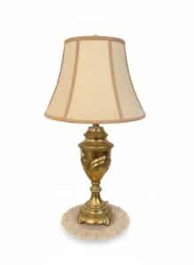 Vintage-Brass-Urn-Table-Lamp-and-Traditional-Nine-Drawer-Nightstand