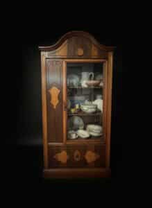 Art-Nouveau-Style-Leaded-Glass-Floor-Lamp-and-Wooden-Display-Cabinet-3