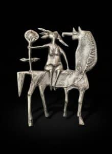 Don-Drumm-Aluminum-Sculpture-of-Rider-with-Sunflower-3