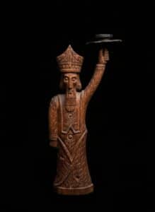 Hand-Carved-Wooden-Bishop-Candlestick-Holder-3