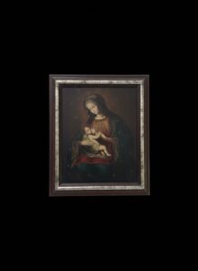 Spanish-School-Oil-on-Canvas-th-Century-Madonna-with-Child