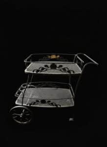Vintage-Wrought-Iron-Rose-of-Sharon-Pattern-Serving-Cart-ninth-image-3