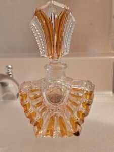 art deco amber glass perfume bottle