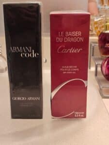 Giorgio Armani Code Shower Gel and Cartier Le Baiser Du Dragon Dry Body Oil Ser (UNOPENED)