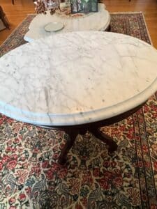 Antique-Victorian-Walnut-Oval-Marble-Top-Parlor-Table