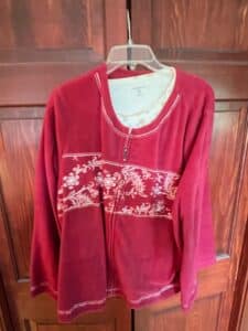 Croft-Barrow-Womens-Fleece-Zip-Up-Jacket-with-Snowflake-Print-Top