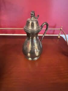 Silver-Plated-Coffee-Pot-or-Ewer-with-Lion-Finial