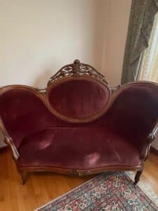 Victorian-Carved-Walnut-and-Velvet-Settee-Rococo-Revival-Style
