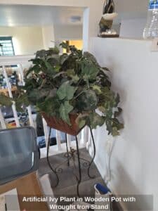 Artificial-Ivy-Plant-in-Wooden-Pot-with-Wrought-Iron-Stand