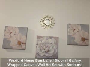 Wexford-Home-Bombshell-Bloom-I-Gallery-Wrapped-Canvas-Wall-Art-Set-with-Sunburst-Mirror