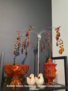 Amber-Glass-Vase-with-Crystal-Chandelier-Prisms