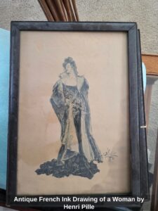 Antique-French-Ink-Drawing-of-a-Woman-by-Henri-Pille