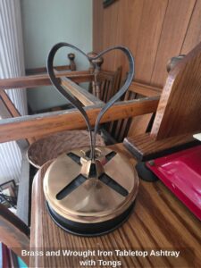 Brass-and-Wrought-Iron-Tabletop-Ashtray-with-Tongs