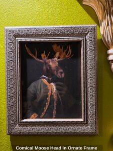 Comical-Moose-Head-in-Ornate-Frame