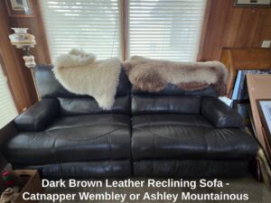Dark-Brown-Leather-Reclining-Sofa-Catnapper-Wembley-or-Ashley-Mountainous-Style