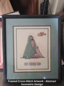 Framed-Cross-Stitch-Artwork-Abstract-Geometric-Design