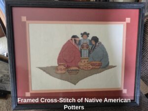 Framed-Cross-Stitch-of-Native-American-Potters