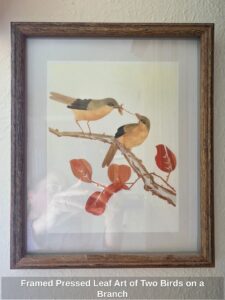 Framed-Pressed-Leaf-Art-of-Two-Birds-on-a-Branch