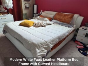 Modern-White-Faux-Leather-Platform-Bed-Frame-with-Curved-Headboard