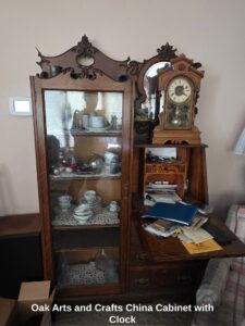 Oak-Arts-and-Crafts-China-Cabinet-with-Clock