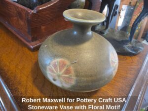 Robert-Maxwell-for-Pottery-Craft-USA-Stoneware-Vase-with-Floral-Motif