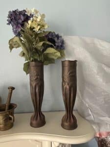 WWI-Trench-Art-Bronze-Vases-Set-of-
