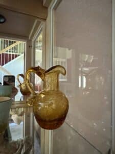 Amber-Crackle-Glass-Pitcher