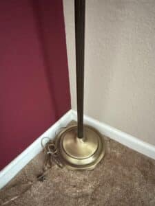 Brass-and-Dark-Ribbed-Column-Torchiere-Floor-Lamp-with-Pleated-Shade-third-image