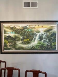 Chinese-Feng-Shui-Landscape-Painting-with-Waterfall-and-Sun-second-image