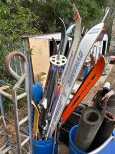 Assorted-Vintage-Skis-and-Poles-including-Dynamic-and-Holzner
