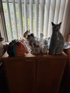 Collection-of-Ceramic-Cat-Figurines-including-De-Rosa-Aldo-Londi-Bitossi-and-Chinese-Cloisonne