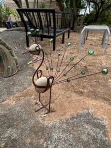 Metal-Rocking-Peacock-Yard-Garden-Ornament-with-Glass-Accents