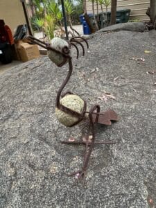 Recycled-Metal-and-Stone-Bird-Sculpture