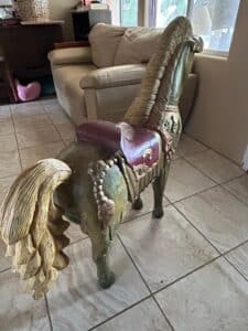 Vintage-Carved-and-Painted-Wooden-Carousel-Horse-Decorative-Figure-third-image