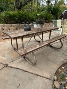 Vintage-Wood-and-Steel-Frame-Picnic-Table