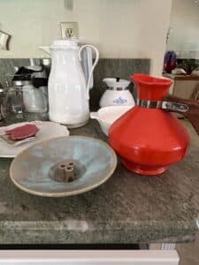 Assorted-Kitchenware-and-Decorative-Items-including-German-Stoneware-Jug-and-Ceramic-Grape-Cluster-Bowl
