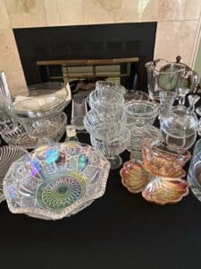 Assorted-Vintage-Glassware-Collection-Including-Carnival-Glass-Pressed-Glass-and-Cut-Glass-third-image