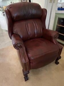 Brown-Leather-Wingback-Recliner-with-Nailhead-Trim-and-Claw-Feet