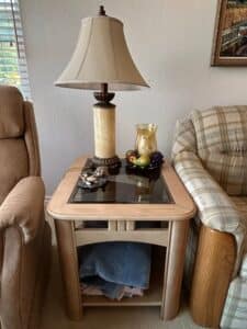 Lakeside-Collection-Light-Oak-Finish-End-Table-with-Glass-Top