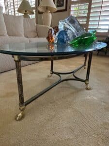 Oval-Glass-Top-Coffee-Table-with-Lucite-Butterfly-Wing-Base-third-image