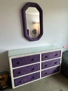 Vintage-Purple-and-White-Wicker-Dresser-with-Mirror